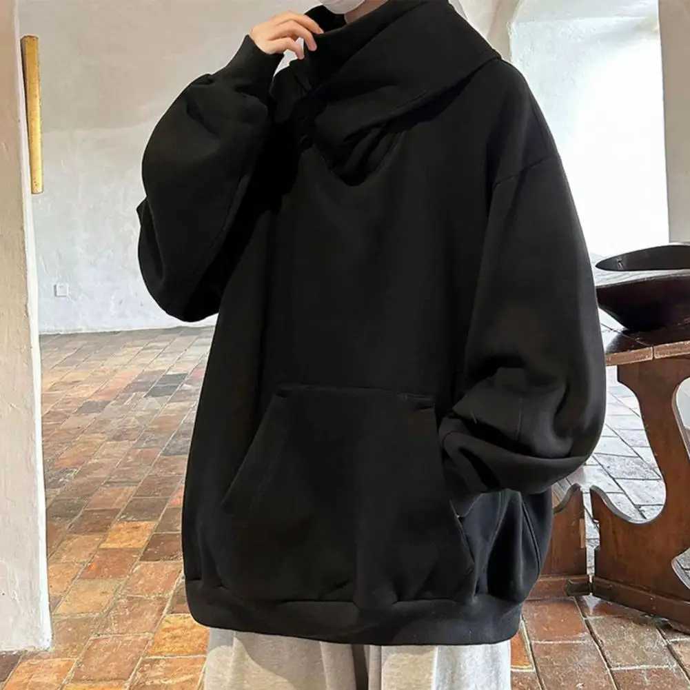 Embroidery Turtleneck Sweatshirt For Men Japanese Ninja Hoodies Autumn Hip Hop Fleece Pocket Streetwear Oversized HoodyT251023