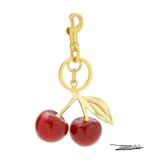 Elegant Cherry Keychain Charm - Shiny Resin And Metal Bag Accessory For Women's Purse Or Handbag Ddmyfeb