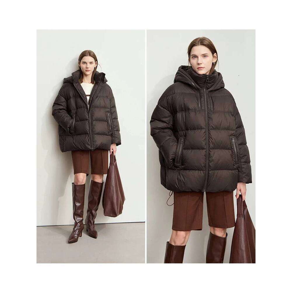 Minimalist Women Winter Down Jacket 2025 New Warm Thick Hooded Parkas Coats Loose Female Commuter Puffer Overcoat Womens Coat