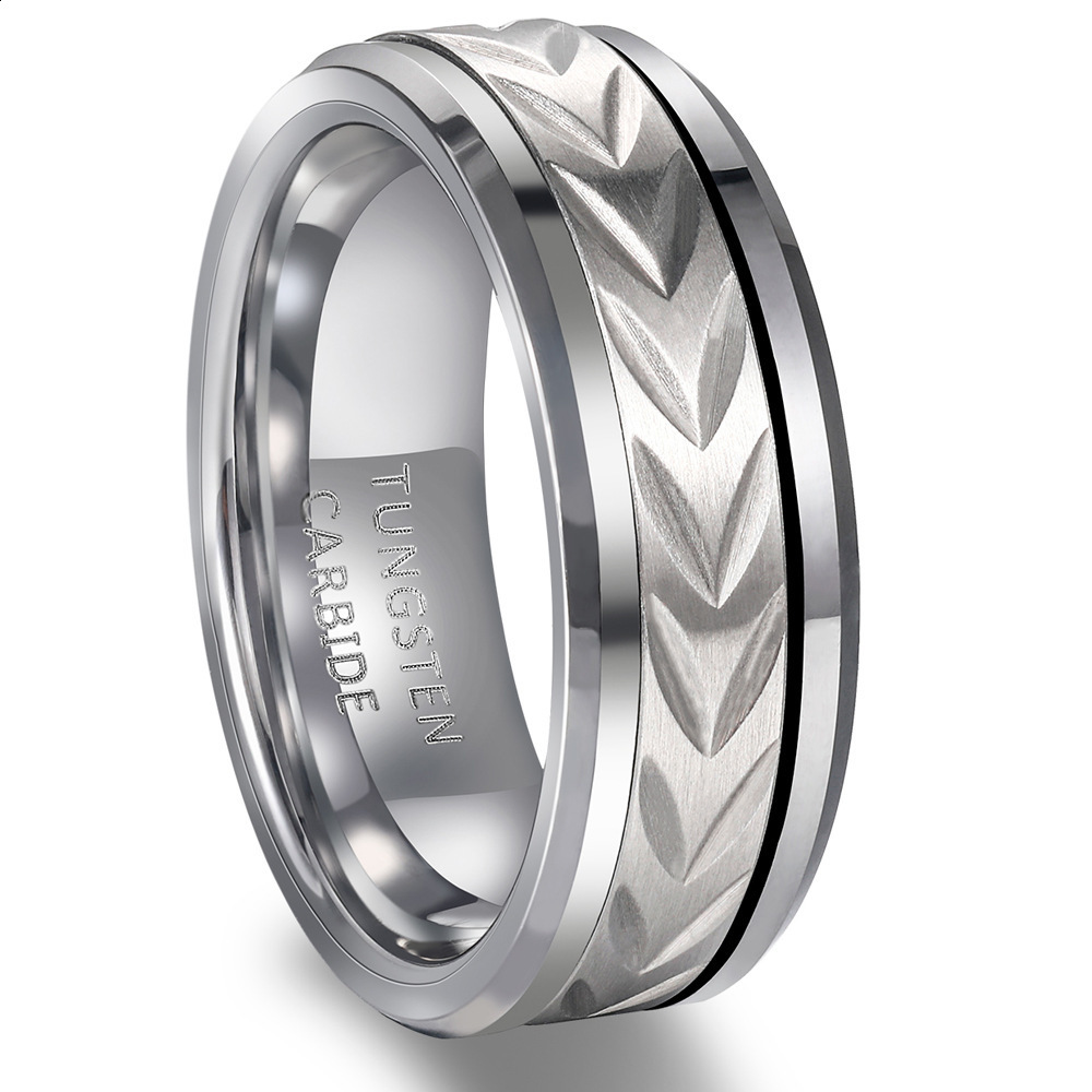 New Product 360Rotating Ring 8mm Width Mens silver Tungsten Steel