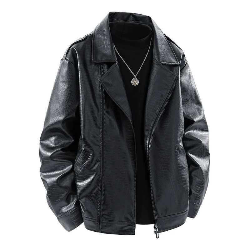 Spring Autumn Retro Solid Men Tops New Fashion Casual Lapel Leather Jacket Outdoors Loose Versatile Comfort Windproof Coat Men W251023