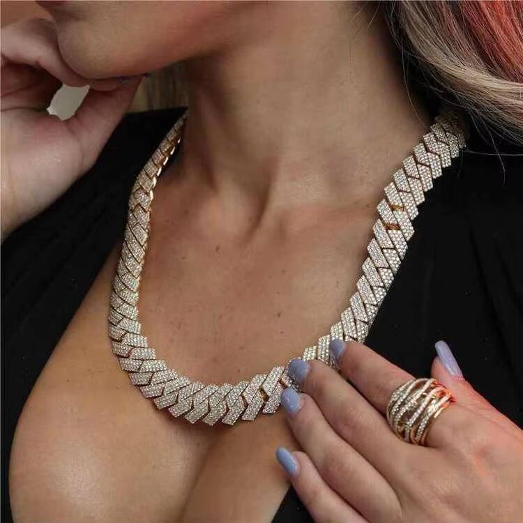 Hip Hop Mens 18Inch 10k 14k 18k Gold Lab Grown Diamond Heavy Iced Out Cuban Link Chain Necklace