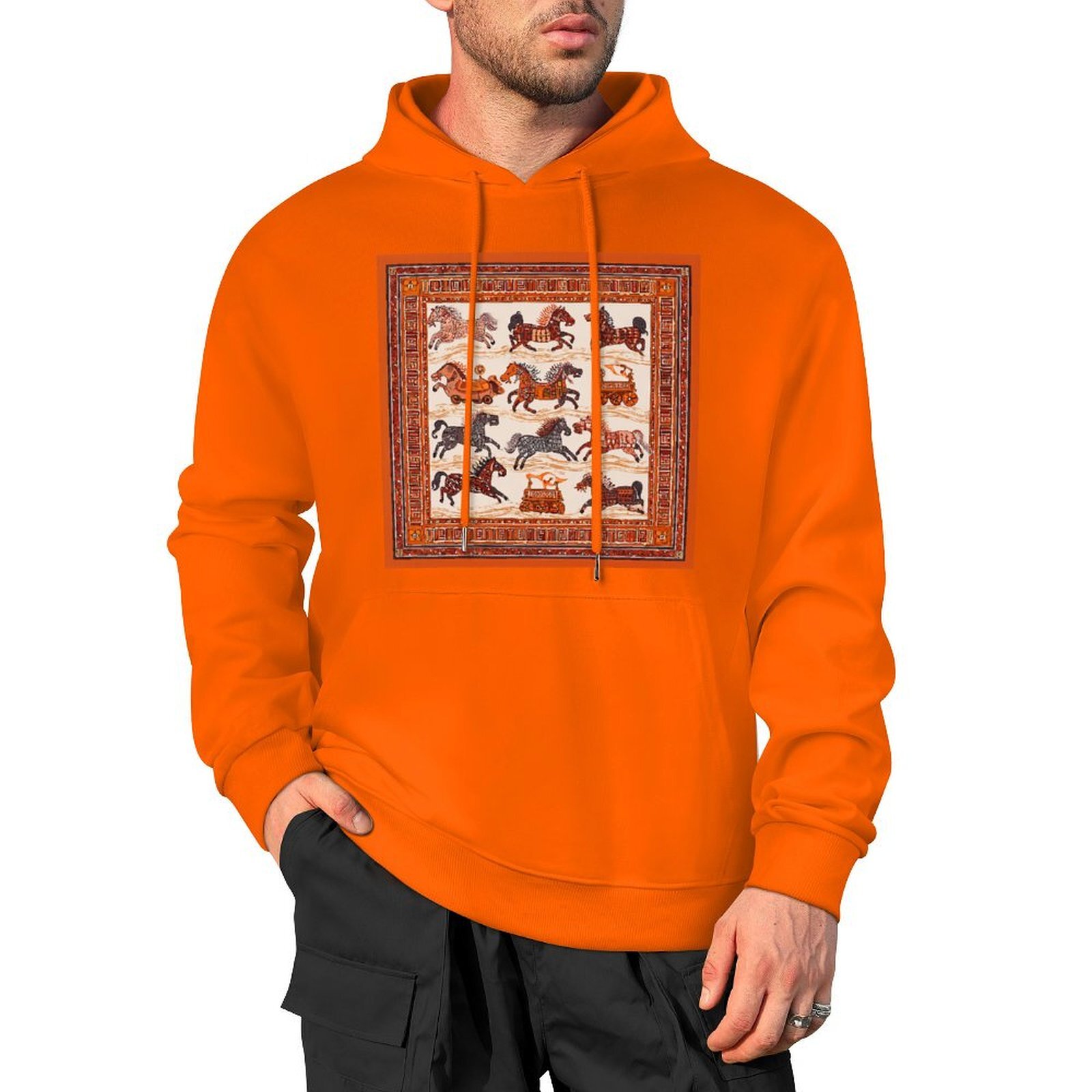 H Designer Fall Winter Hoodie Luxury Horse Print Design Unisex Long Sleeve Streetwear Hip Hop Oversized Fit Hoodie Men's Fashion Apparel H7