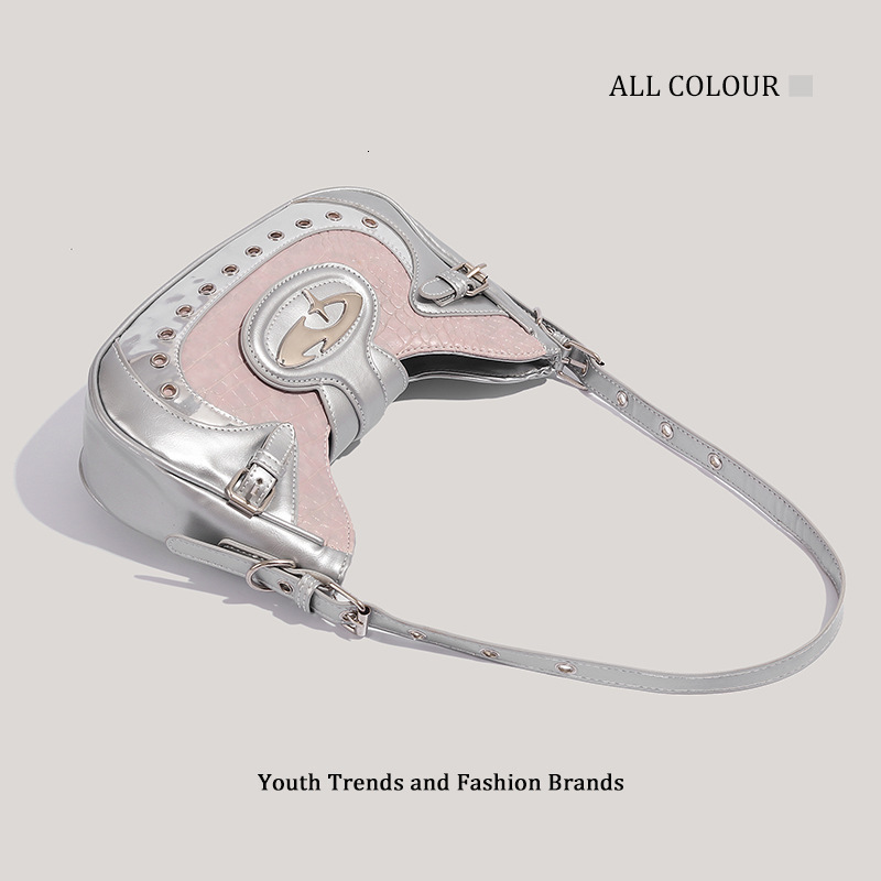 Luxury Brand Designer Bag Millennial Hot Girl Motorcycle Bag For Women 2025 New Niche Design Crocodile Pattern Underarm Bag High-End Single Shoulder C