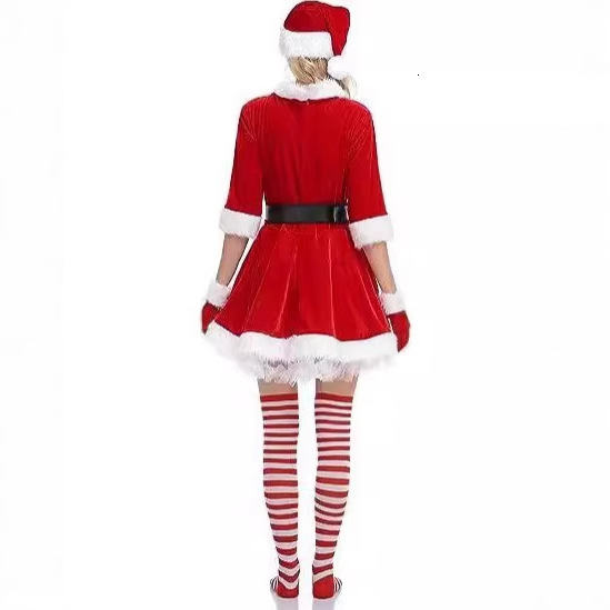 2025 Christmas Adult Women's Clothing Christmas Dress Festival Party Dress Santa Claus New Santa Claus Performance Dress