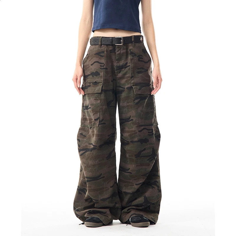 IEFB Camouflage Cargo Jeans High Street Mens Baggy Denim Pants Loose American Multi Pockets Versatile Wide Leg Trousers 9X1187 251018