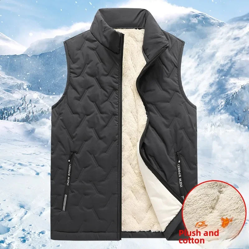 Autumn and winter fashion mens cotton vest jacket casual multifunctional plus size warm standing collar sleeveless top 251023