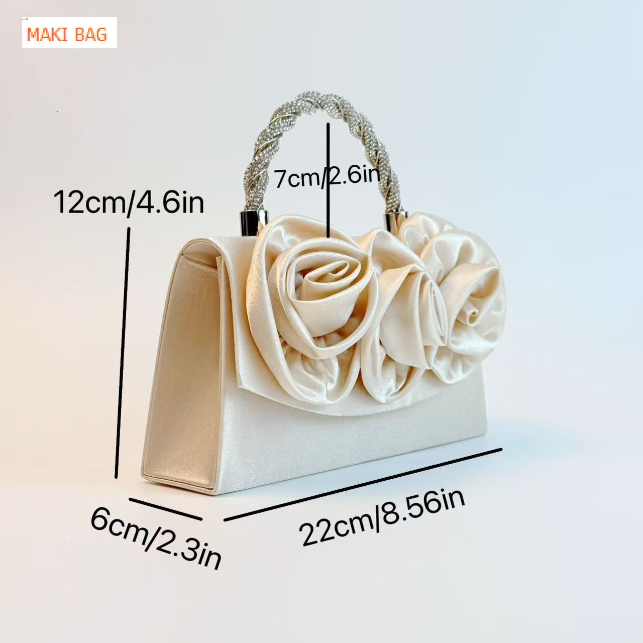 New Diamond Set Handbag, Satin Flower Fashion Party Evening Bag, Banquet Bag, Crossbody Bag, Banquet Bag, Designer Bag, Luxury Bag