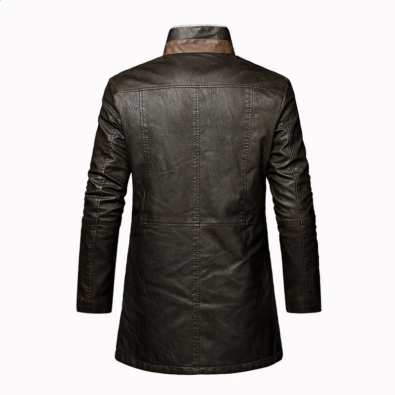Men Coat Winter Long Leather Jacket Casual Coats Faux Vintage European Size Plus Fleece Large Lapel Suit Fur 251023