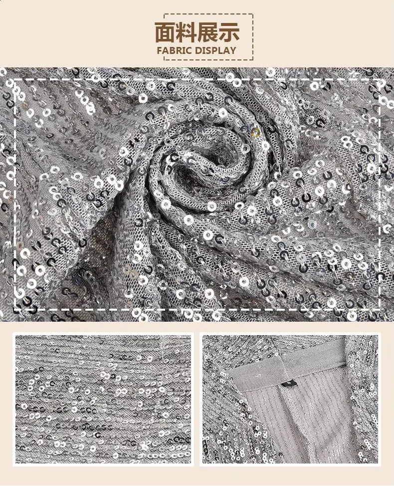 JIAYAN Spring Sequins Blazers Longsleeved Medium and Long Small Suit Lapel Solid Color Coat Women Clothing 251023