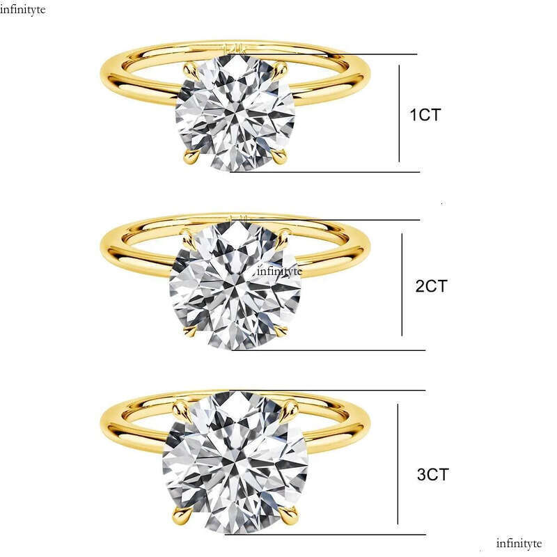 9mm 14K Gold Moissanite Dia Ring 3CT 100% Au585 Round Cut For Women Wedding Anniversary Engagement Jewelry Gift 111