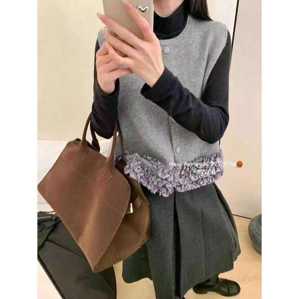 Sweater Vest New Korean Temperament Splicing Lace Thickened Women's Winter Sweatshirt