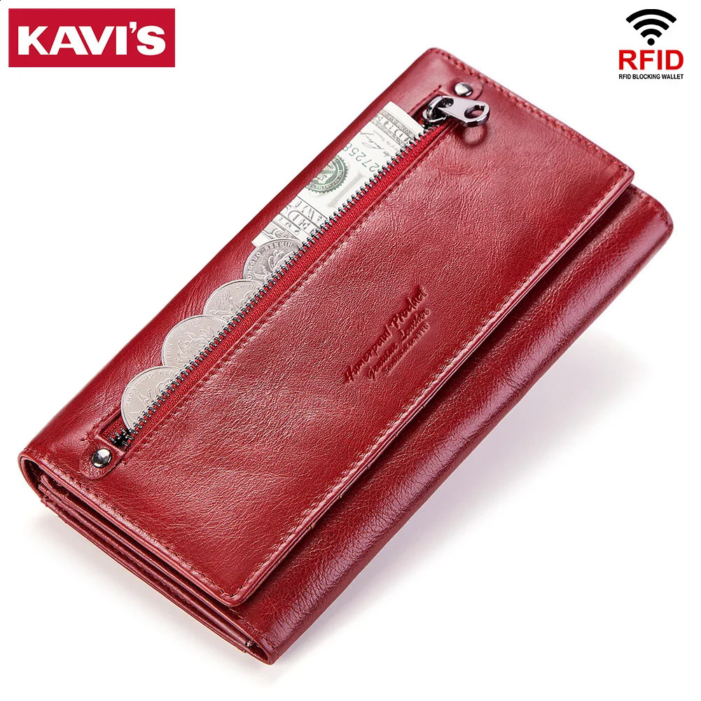 Women Genuine Leather Wallets Fashion Cell Phone Clutch Bag for RFID Protect Card Holder Purse Travel Zipper Pocket Long Handbag251023