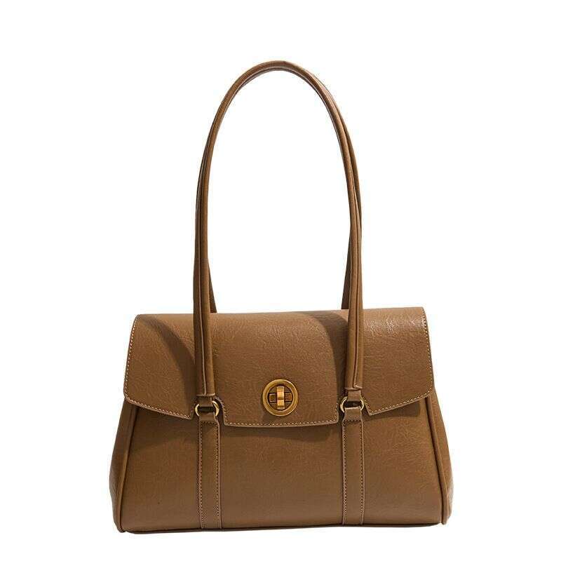 Light French Style Large Capacity Shoulder New Trend Bags With Lock Buckle Simple Commuting Tote Armpit Bag
