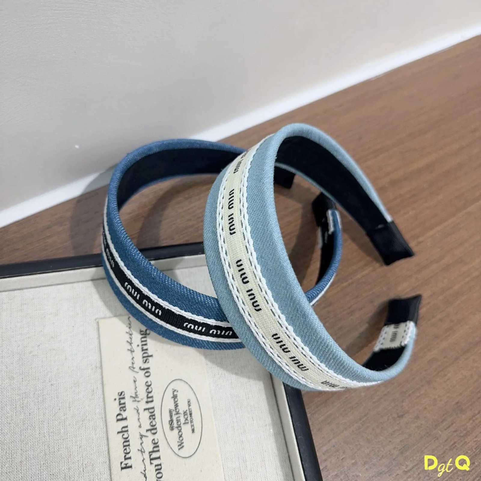 Luxury Solid Color Denim Letters Sponge band for Wen 2025 Summer New Fashion Girl Face Wide Edge Simple Hair Band Y251023