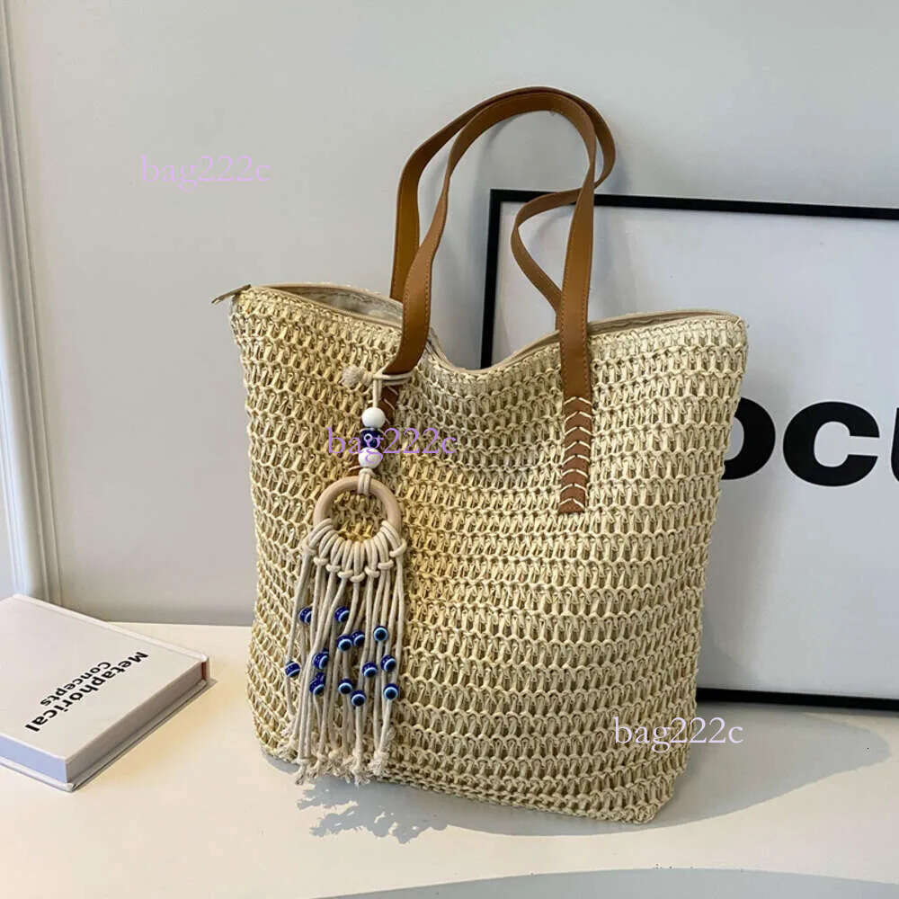 Large Capacity Straw Simple Stripe Woven New Fashion Casual Beach Bag, Seaside Vacation Tote Bah6.20#34