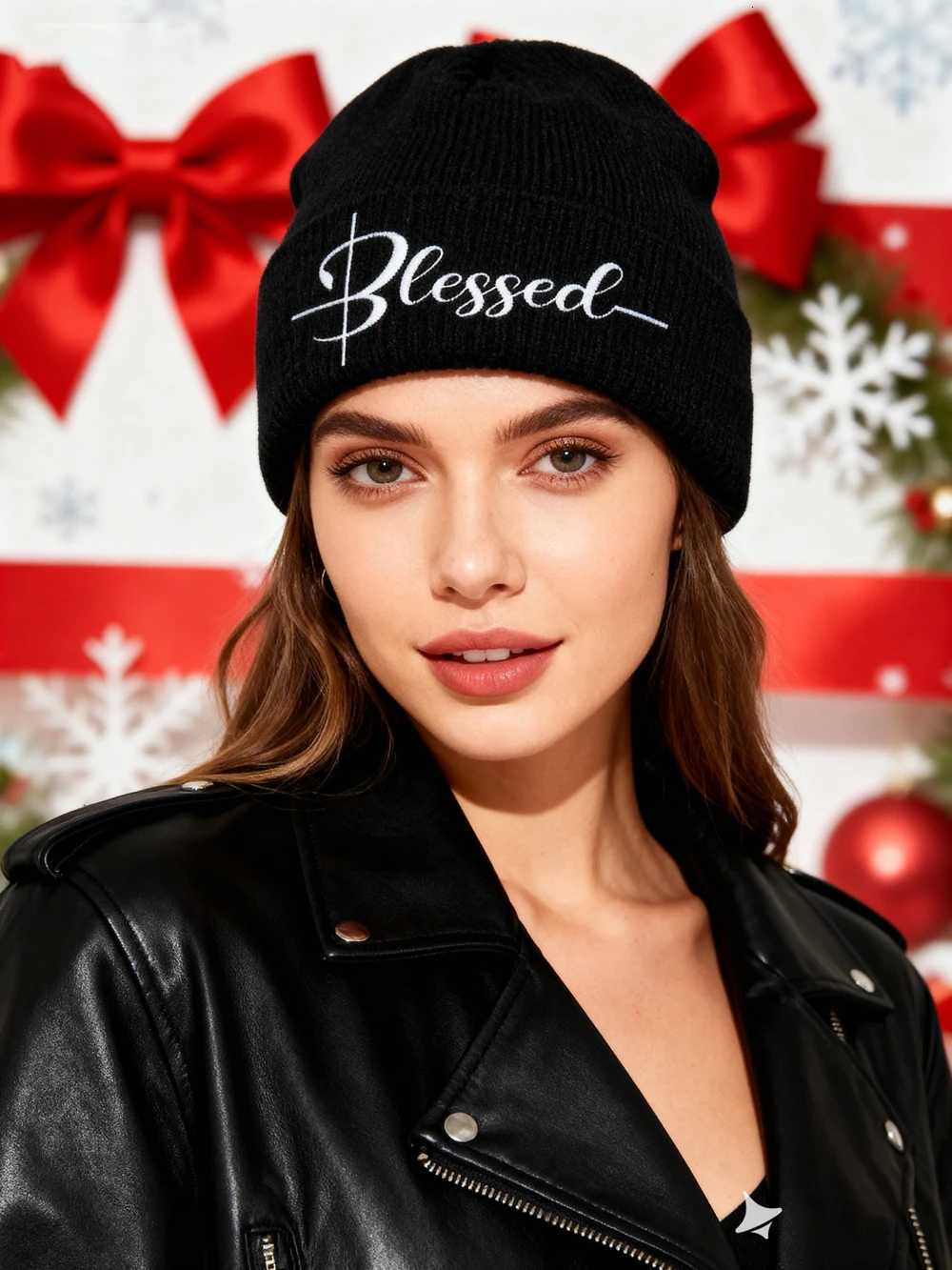 1pcBlessed Embroidered Beanie Soft Stretchy Lightweight Winter Hat for Men Women Outdoor Hip Hop FashionXJ251023