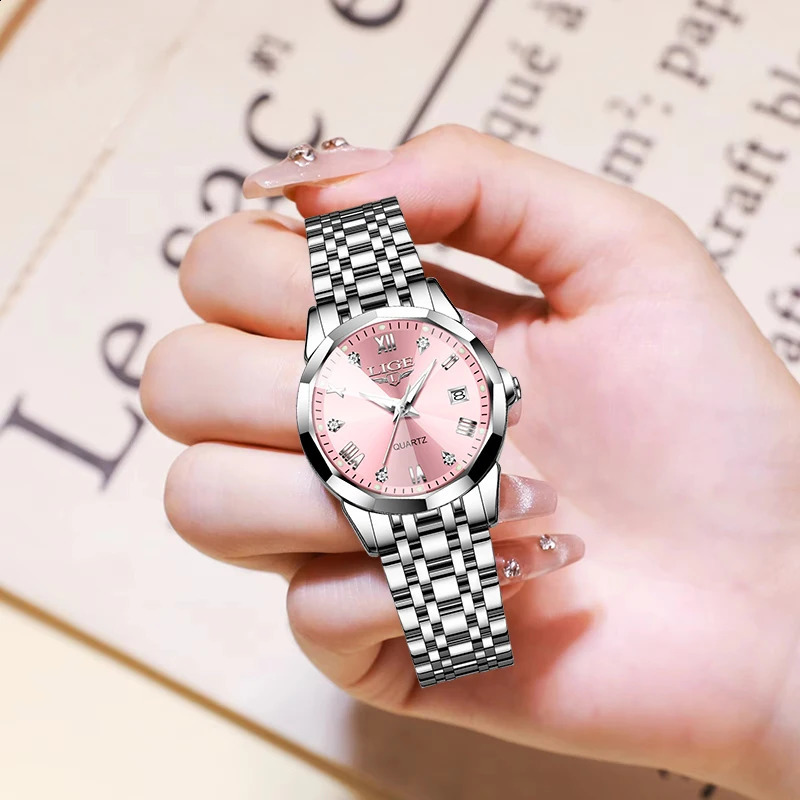 LIGE Elegant Ultrathin Nordic Simple Style Quartz Movement Womens Wristwatch Fashion Stainless Steel Bracelet Belt Woman Watch 251021