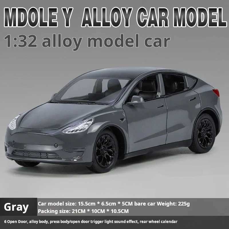 132 Model Y for Tesla Diecast Alloy Toys Models Car Simulation Sound And Light Pull Back Function Collection Boys Toy GiftsT251023