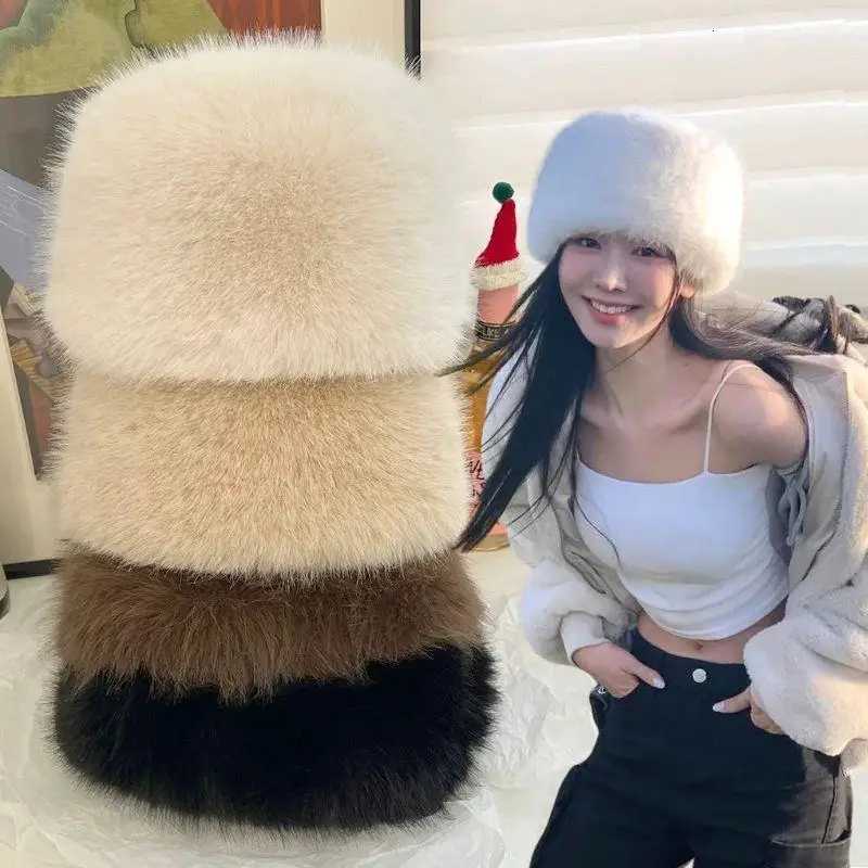 New Fluffy Fur Wens Winter Hat Winter Snow Ski Fa Faux Fur Thick Warm Windproof Hat Russian Hat Mink Fishermans HatW251023