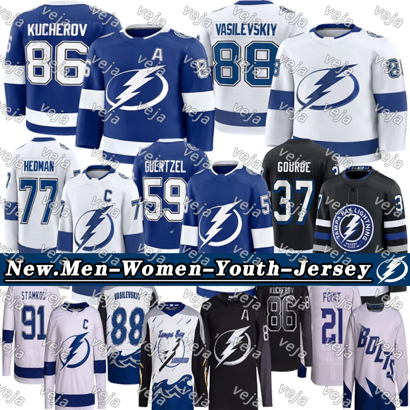 #86 Nikita Kucherov tampa bay hockey jersey lightning jersey #88 Andrei Vasilevskiy Steven Stamkos Brayden Point Victor Hedman Jake Guentzel Anthony Cirelli jerseys