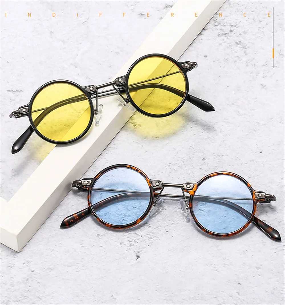 2022 Small Round Sunglasses Men Women Retro Punk Ocean Color Sun Glasses Gradient Clear Lens Eyewear Vintage Driving GlassesW251023