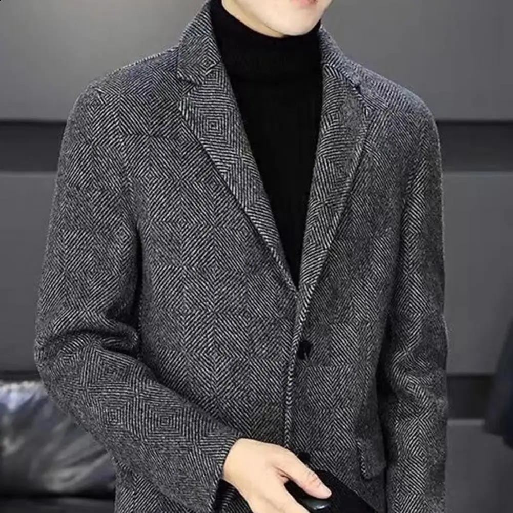 Dressy Wool Jacket Mens Slim Fit Woolen Business with Lapel Long Sleeve Two Button Suit Coat for Autumn Winter Outerwear 251023