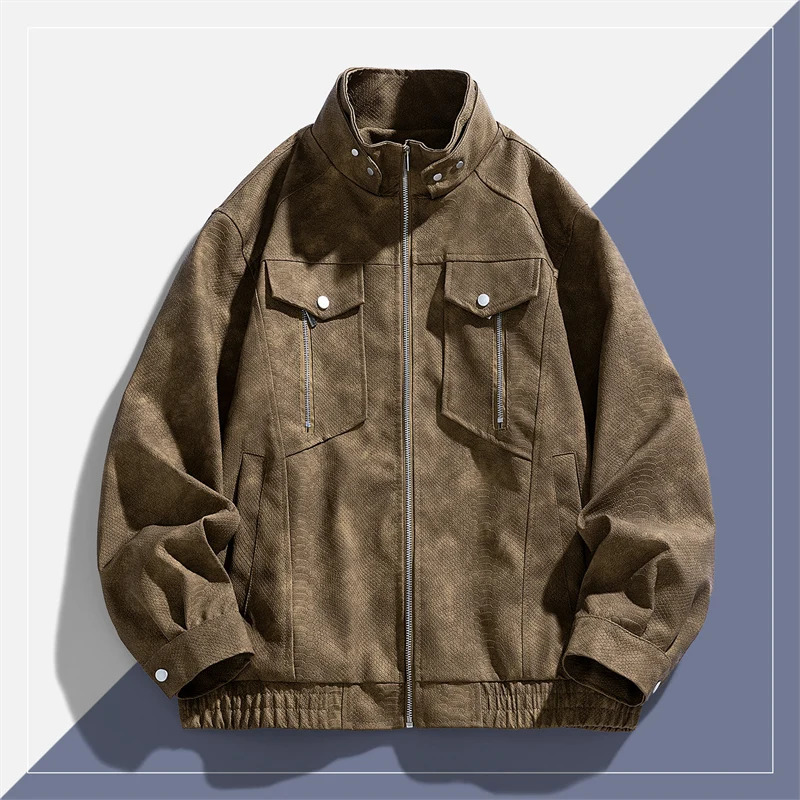 Fashionable Trendy Handsome Mens Autumn Winter Highquality Leather Jacket Comfortable Loose Breathable and Versatile 251015