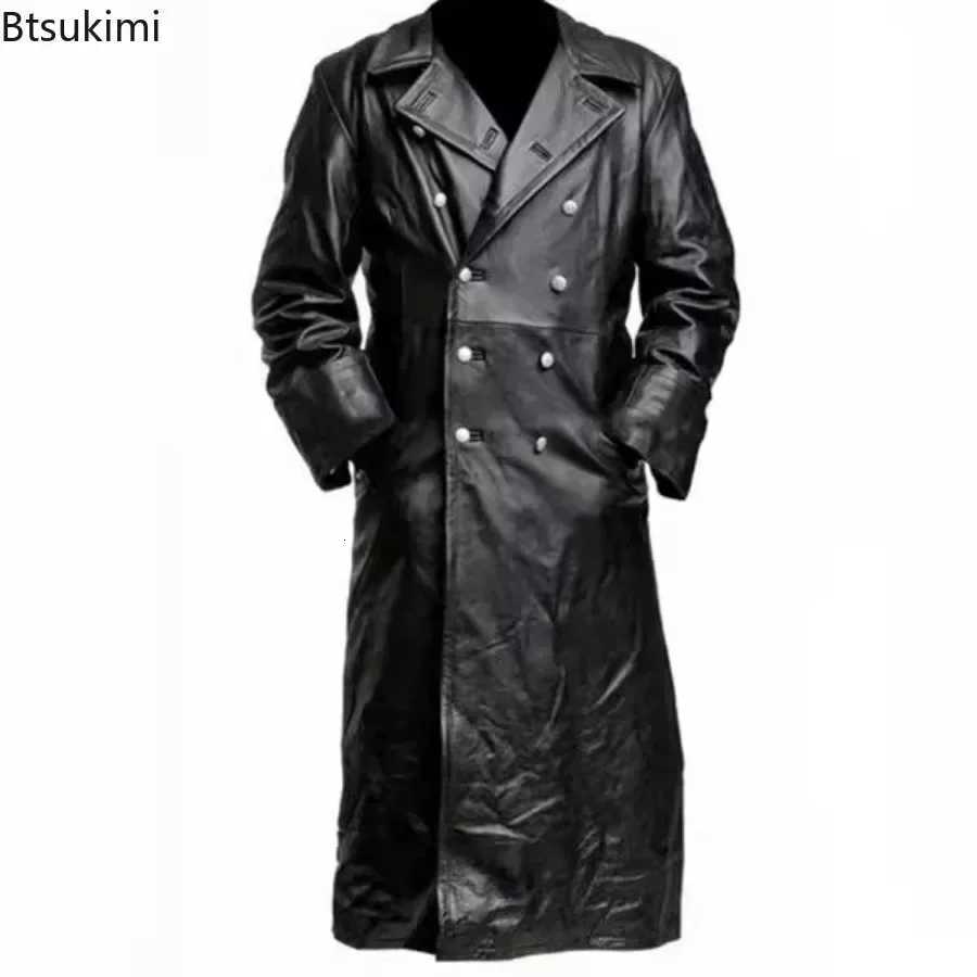 2025 New Arrival Mens Vintage Medieval Faux Leather Trench Coats Autumn Winter Fashion High Quality Jacket Cosplay Costume Male W251023