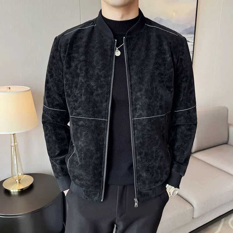 Stand Collar PU Leather Jackets For Men Fashion Patchwork Design Slim Fit Mens Casual Faux Leather Jacket Long Sleeve Coats 4XL W251023