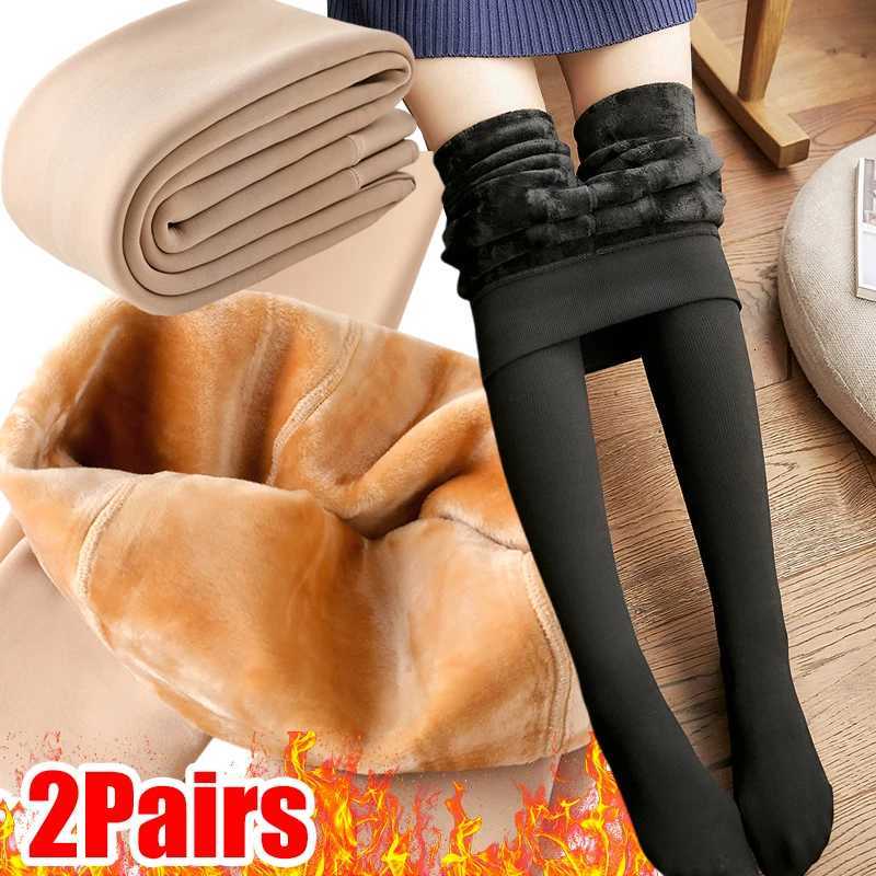 Winter Warm Plush Stockings Women Girls Thicken Thermal Elastic Slim Fleece Tights Pantyhose High Waist Leggings Stocking PantsT251023