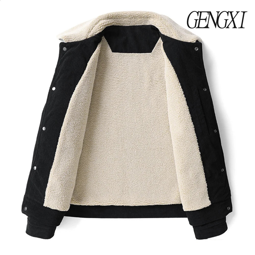 L8XL Plus Size Winter Mens Corduroy Warm Coat Casual Fashion FleeceLined Thickened TurnDown Collar Workwear Jacket Trendy 251023