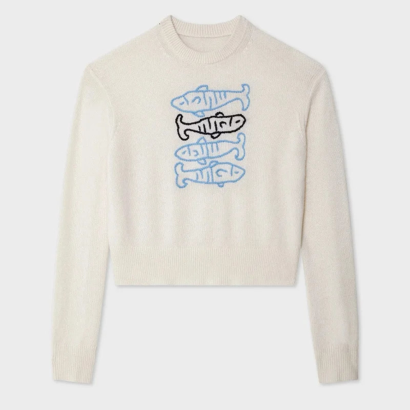 Women Y2K Graphic Sweater top Cute Fish Print Long Sleeve Knit Pullover Preppy Fall Winter Aesthetic Streetwear 251016
