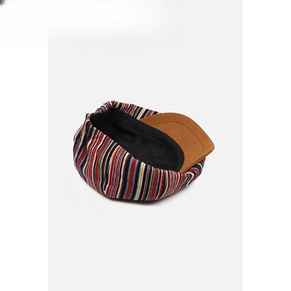 British Striped Painter Hat Retro Red Ombre sboy Cap Unisex Korean Style Octagonal Beret 251021