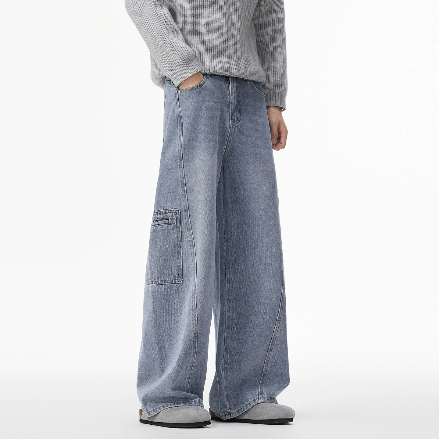 Fall and Winter 2025 Mens Highend Quality Loose Leg Multipocket Stitching N Fashion Jeans Long Pants 251018