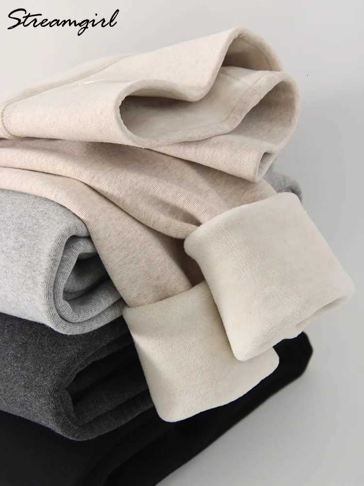 Streamgirl Thick Fleece Leggings Women Winter High Waist Black Outwear Tall Women Warm Thick Velvet Leggings For Winter PantsT251023