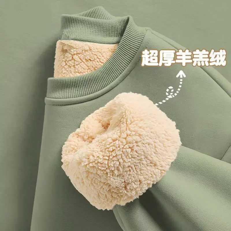 Winter Mens Lamb Velvet Sweatshirt Round Neck Thickened Pullovers Versatile Warm Base Shirt Casual Thermal Underwear TopsT251023