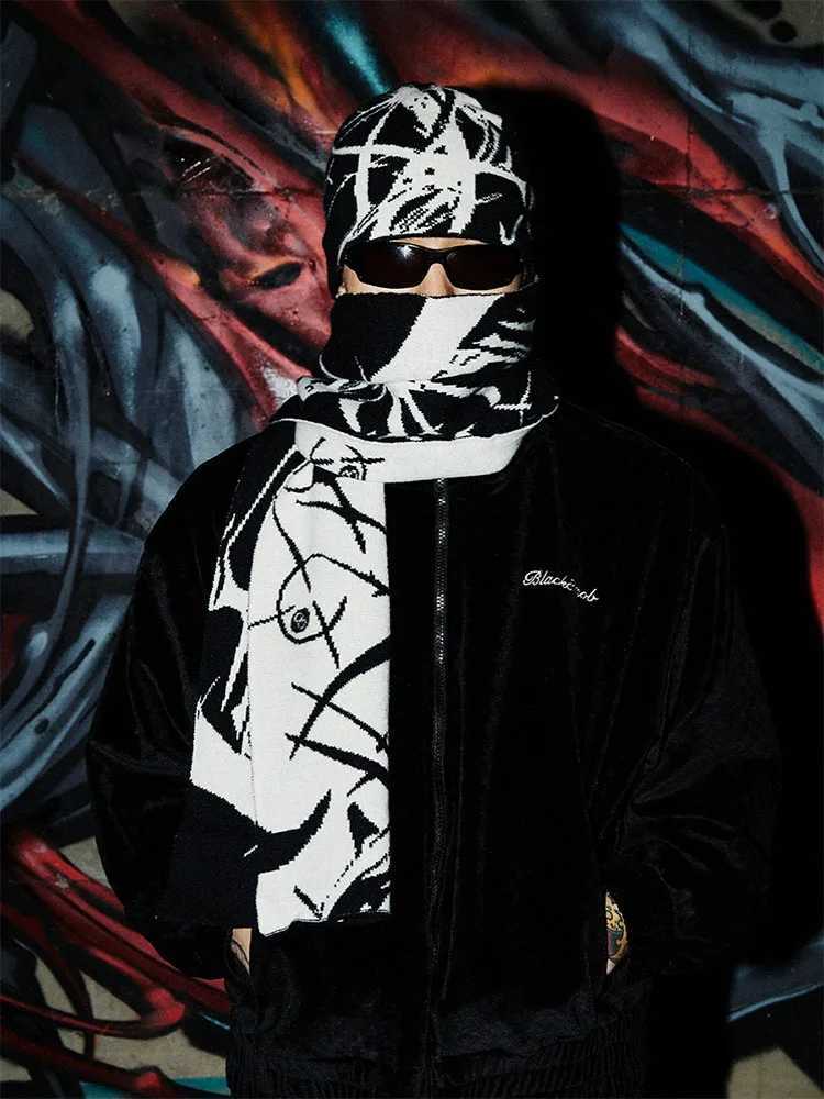 Mens Hat Beanie Y2k Knitted Gothic Hip Hop Harajuku Streetwear Wool Winter Korean Fashion Pullover Jacquard Unisex AccessoriesXJ251023