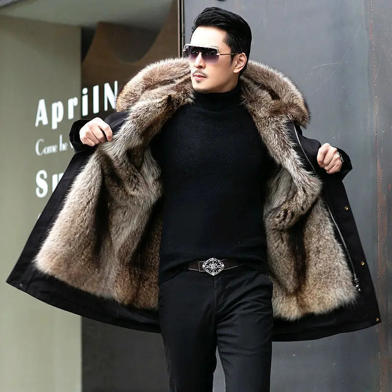 Style Overcomes Mens Mink Inner Tank Winter Item B Warm Fur Integrated Coat Medium Long 251023