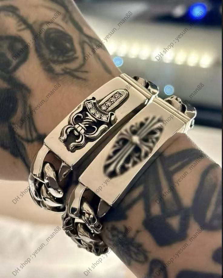 Chrome Bracelet Fashion Cross Bangles Designer chromes Classic Unisex Bracelet Hip Hop Vintage chromed Women Men Bracelets Jewelry ADH4