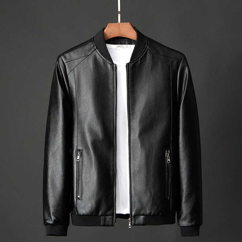 2023 Autumn New Men Black Biker PU Leather Coat Korean Fashion Men Pu Leather Jacket Trend Casual Fit Slim Baseball Clothes 8Xl W251023