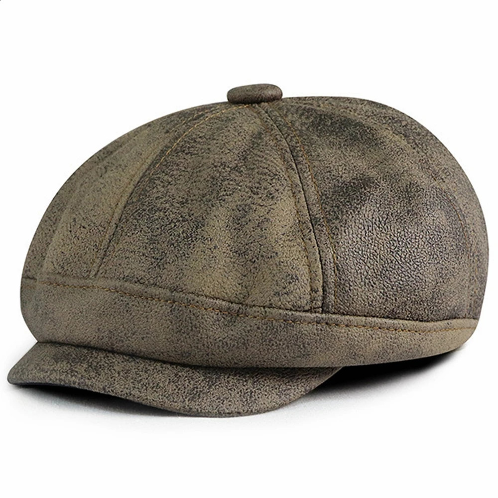 Women Fashion PU Leather Flat Cap Vintage Cabbie Hat Dad Gatsby Ivy Hats Irish Hunting Men sboy Caps 251021