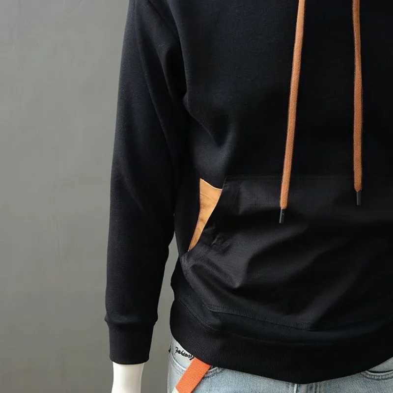 Male Hoodie Fleeced Pocket Contrasting Colors Cotton Mens Hooded Sweatshirt Autumn Harajuku Fashion Overfit Y2k Vintage New InT251023