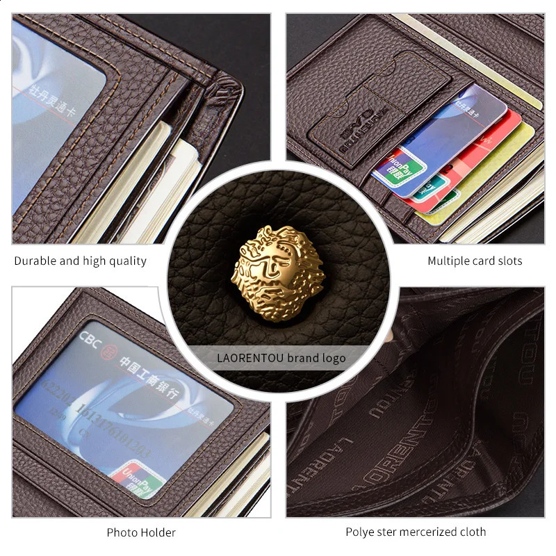 LAORENTOU Men Genuine Leather Wallet Small Card Holder Wallet Gift for Husband Boyfriend251023