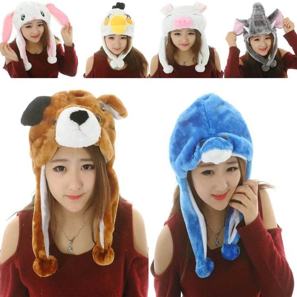 Cartoon Plush Moving Hat Trapper Hat Movab Ears Aiag Neck Warmer Funny Toys Hat gear Cosplay PartyW251023