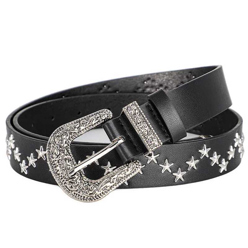 Mens and Womens Belt Trend Pentagram Rivet Punk Style Vintage Carved Buckle PU Leather BeltsSubculture Rock HipHop Y2k BeltXJ251023