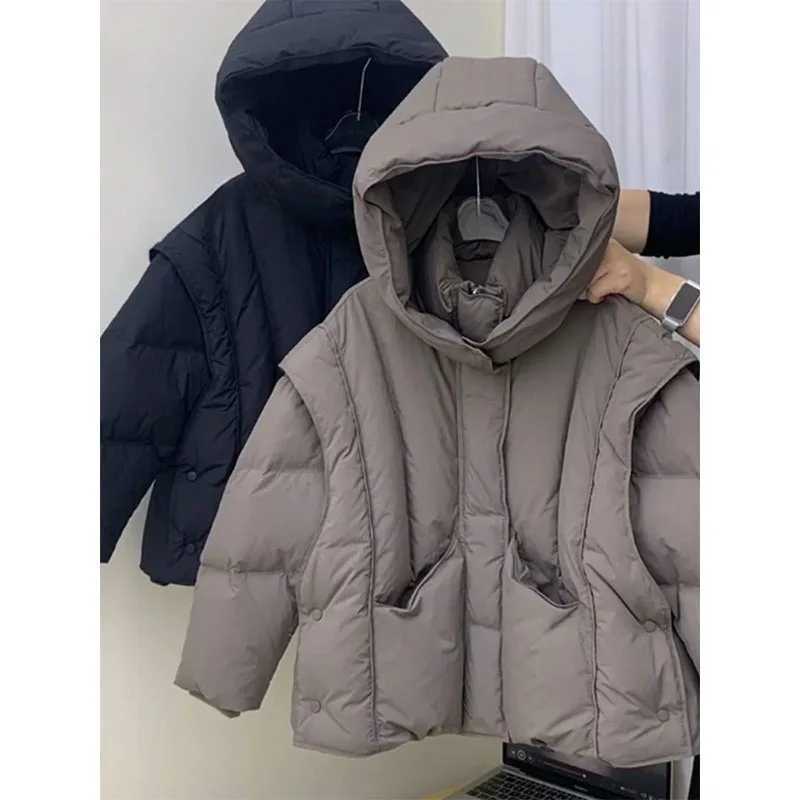 Coat Twopiece Effect Down Cotton Coat New Boys Children Korean Loose Casual Winter Thicken Warm Soft Comfortable Y251023