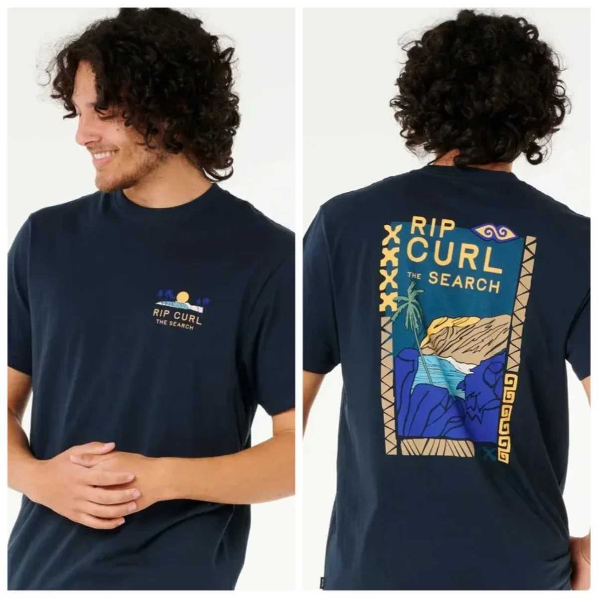 Summer printed Tshirt for men new RIPCURL outdoor sports surfing shortsleeved fitness shortsleeved topXJ251023