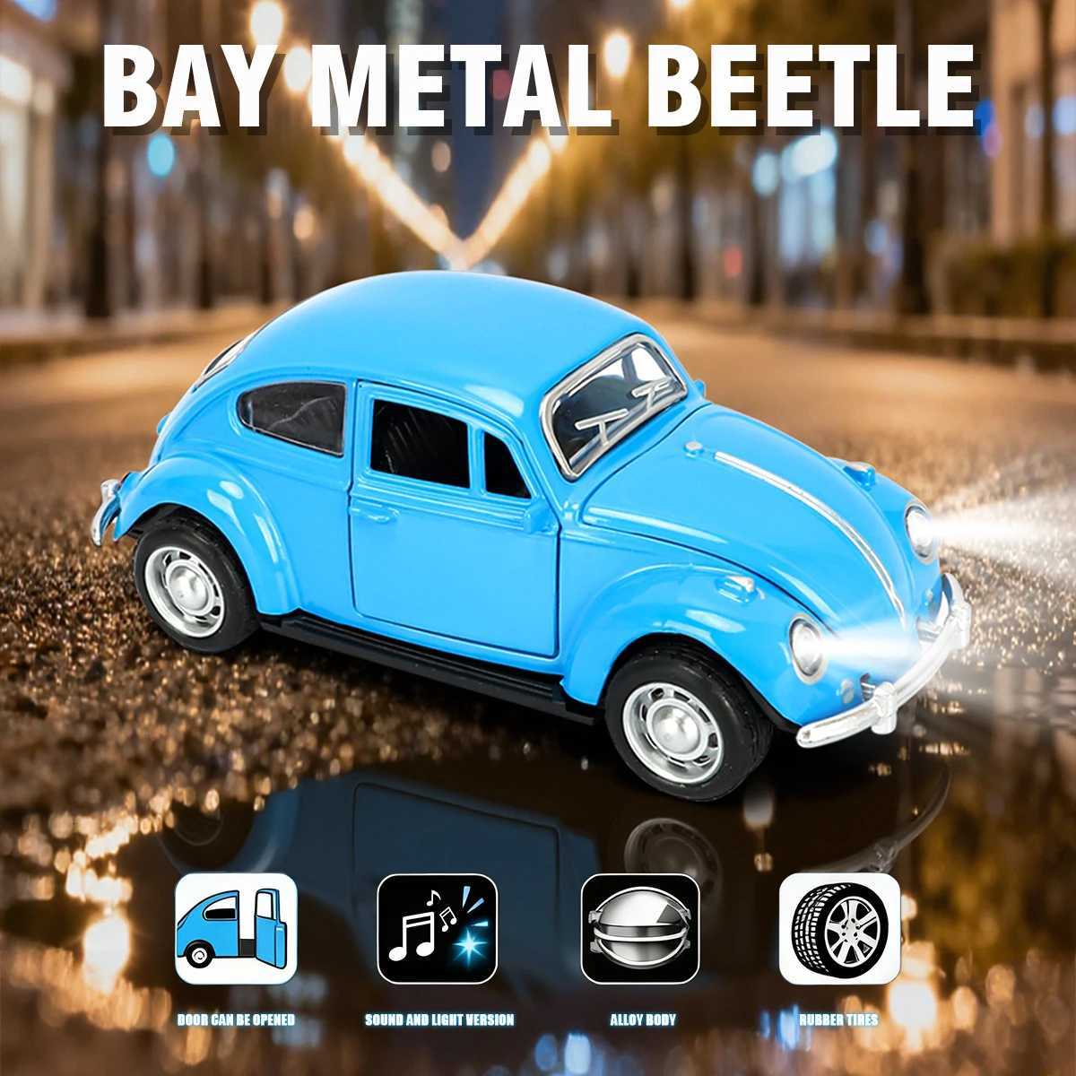 132 Retro Alloy Classic Car Model Light and Sound Pull Back Diecast Toys Vehicle Simulation car model Decor For Kids BoysT251023