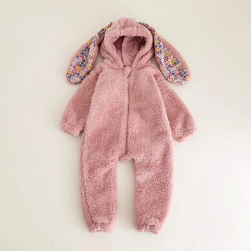 Spring Baby Girls Boys Rabbit Romper born Onepiece Jumpsuit Hooded Pajamas Boys Plush Homewear Outfits Baby Costume 251023